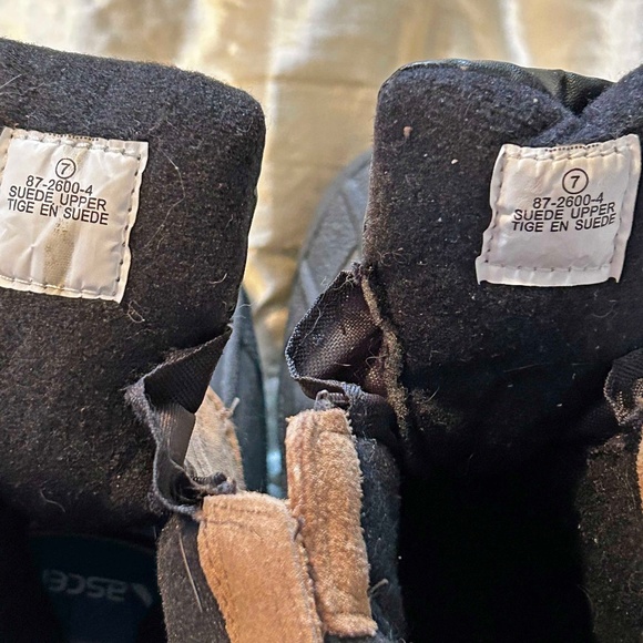 BOOTS, SNOW &/OR HIKING, ANKLE HEIGHT, ASCENT, SZ 7, SUEDE LEATHER, TAN & BLACK, - Picture 9 of 13